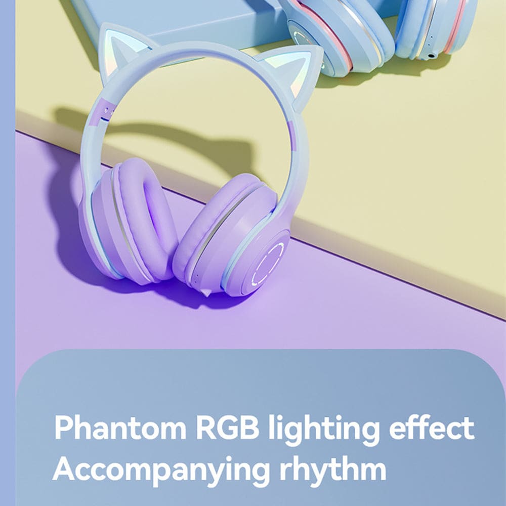 Diadema Gato Bluetooth inalámbrico Baja latencia larga duración RGB ST89M18