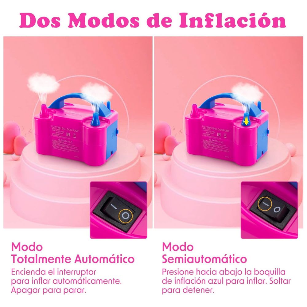Bomba de Globos Eléctrica Portátil Inflador de Globos de Doble Boquilla 730056