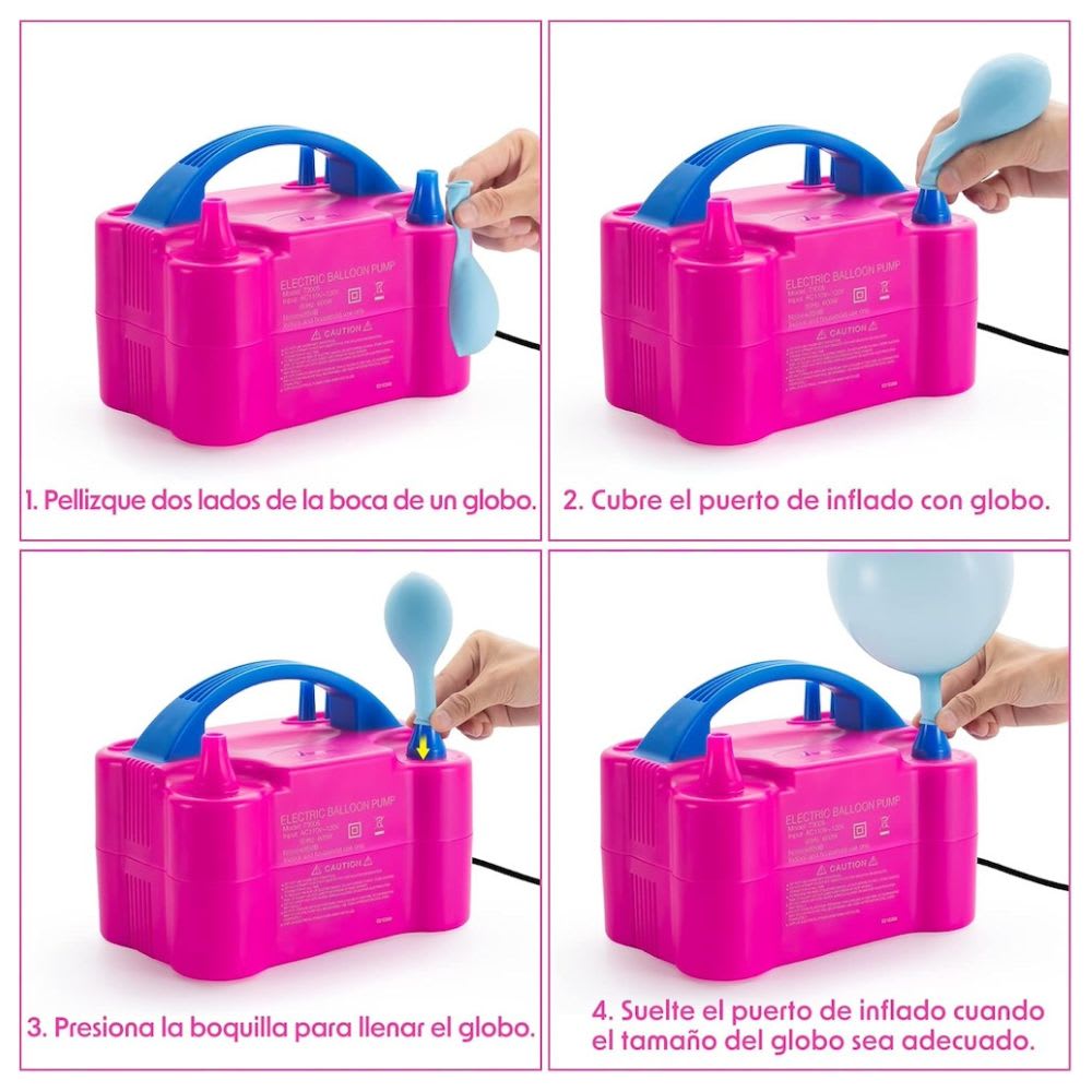 Bomba de Globos Eléctrica Portátil Inflador de Globos de Doble Boquilla 730059
