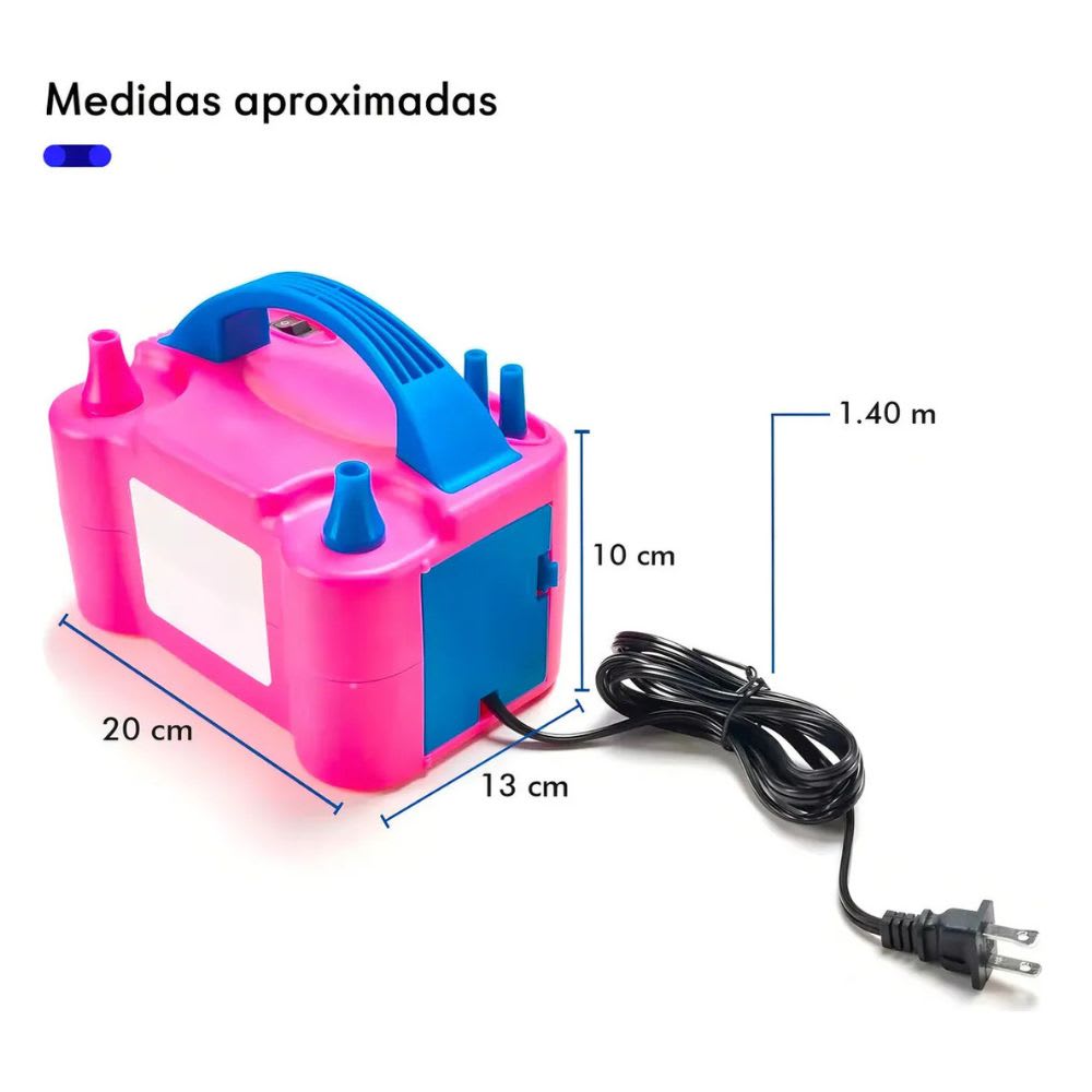 Bomba de Globos Eléctrica Portátil Inflador de Globos de Doble Boquilla 7300510