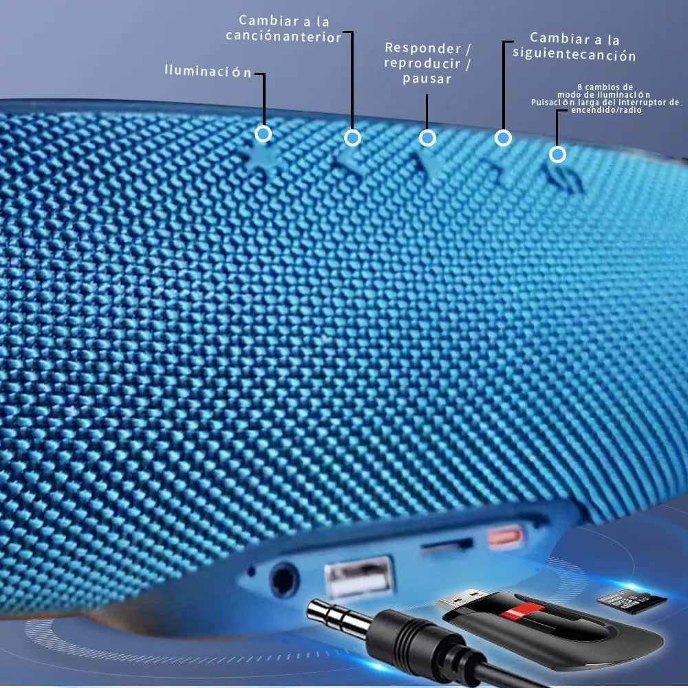 Bocina Bluetooth Moreka M-710 RGB Radio FM Resistente al agua7
