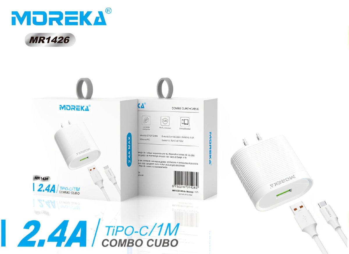 Cargador Tipo C Moreka MR1426 2.4A Incluye Cable tipo C7
