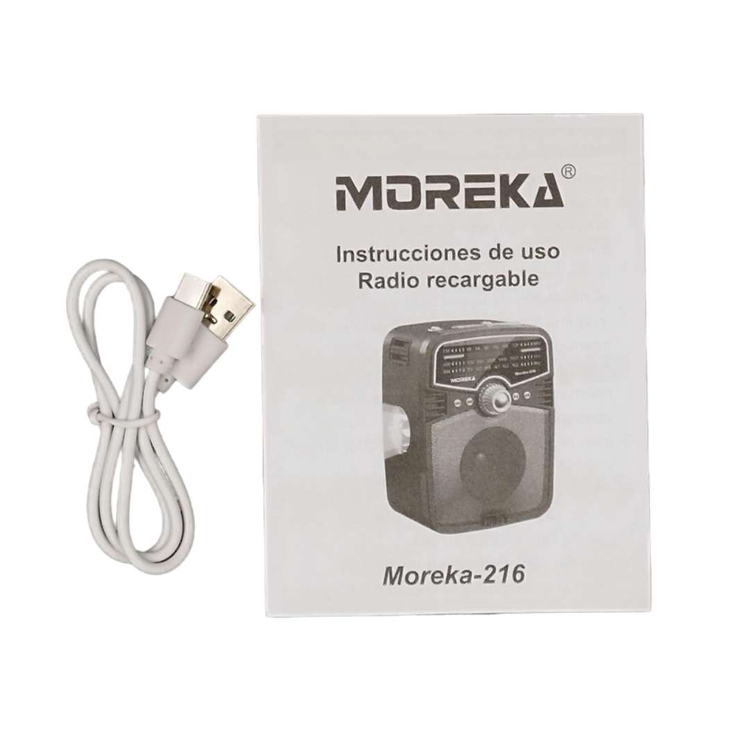 Bocina Radio FM - AM Moreka 216, Bluetooth, TF Card, Lampara, USB9