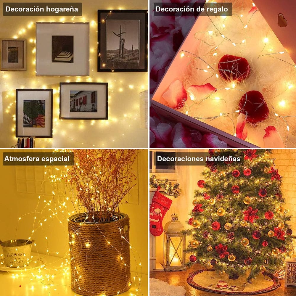 10pcs Guirnalda Luces Hadas 20 Leds 2mts Decorativas Navidad incluye Pilas9