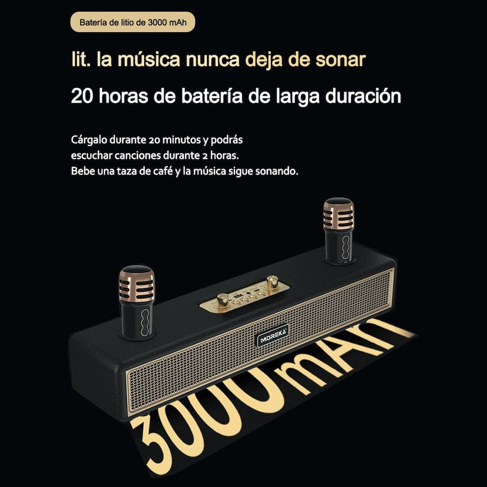 Bocina Karaoke Bluetooth  FM dual microfonos retro Moreka 38216