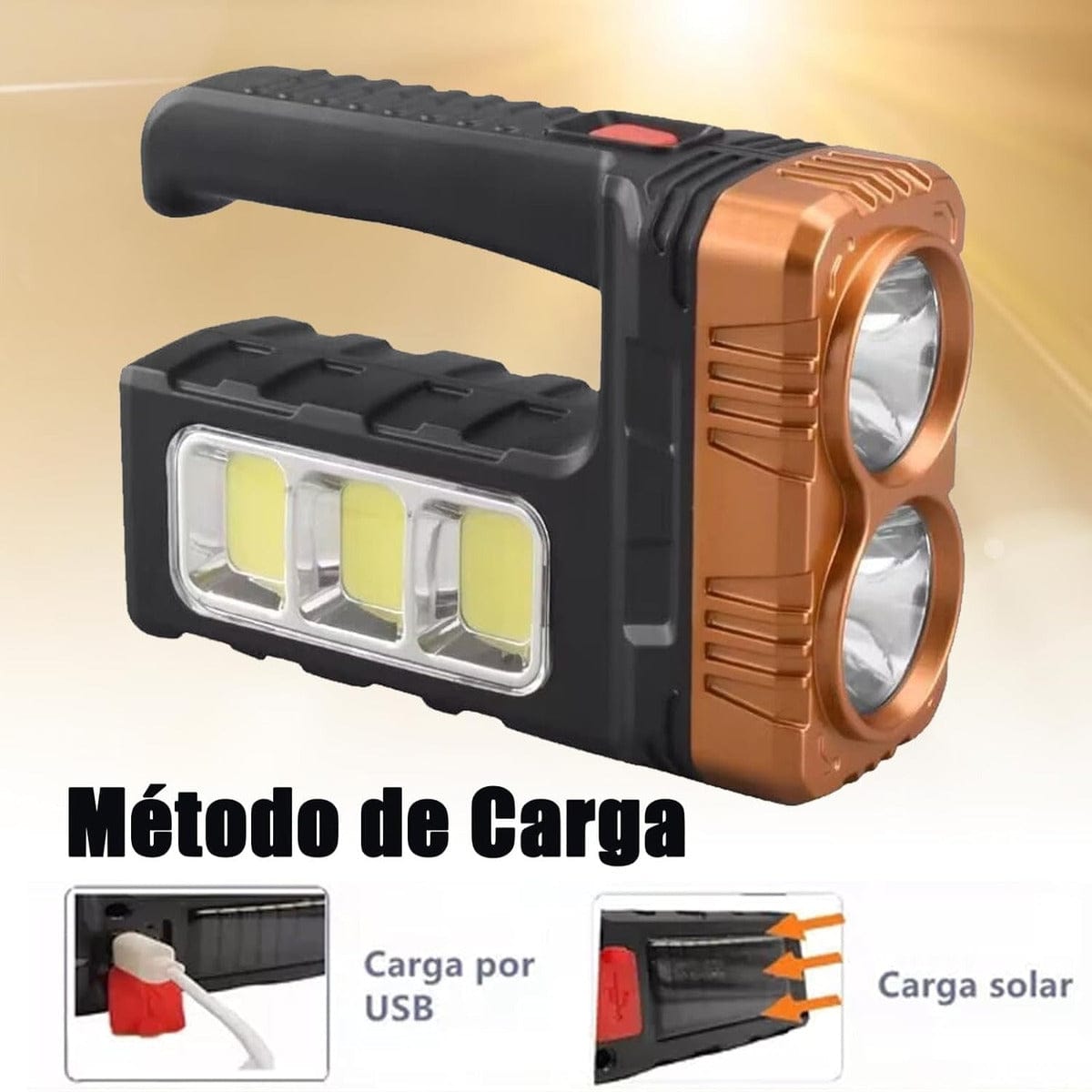 Linterna solar recargable de 4 Leds + COB 7701-B3