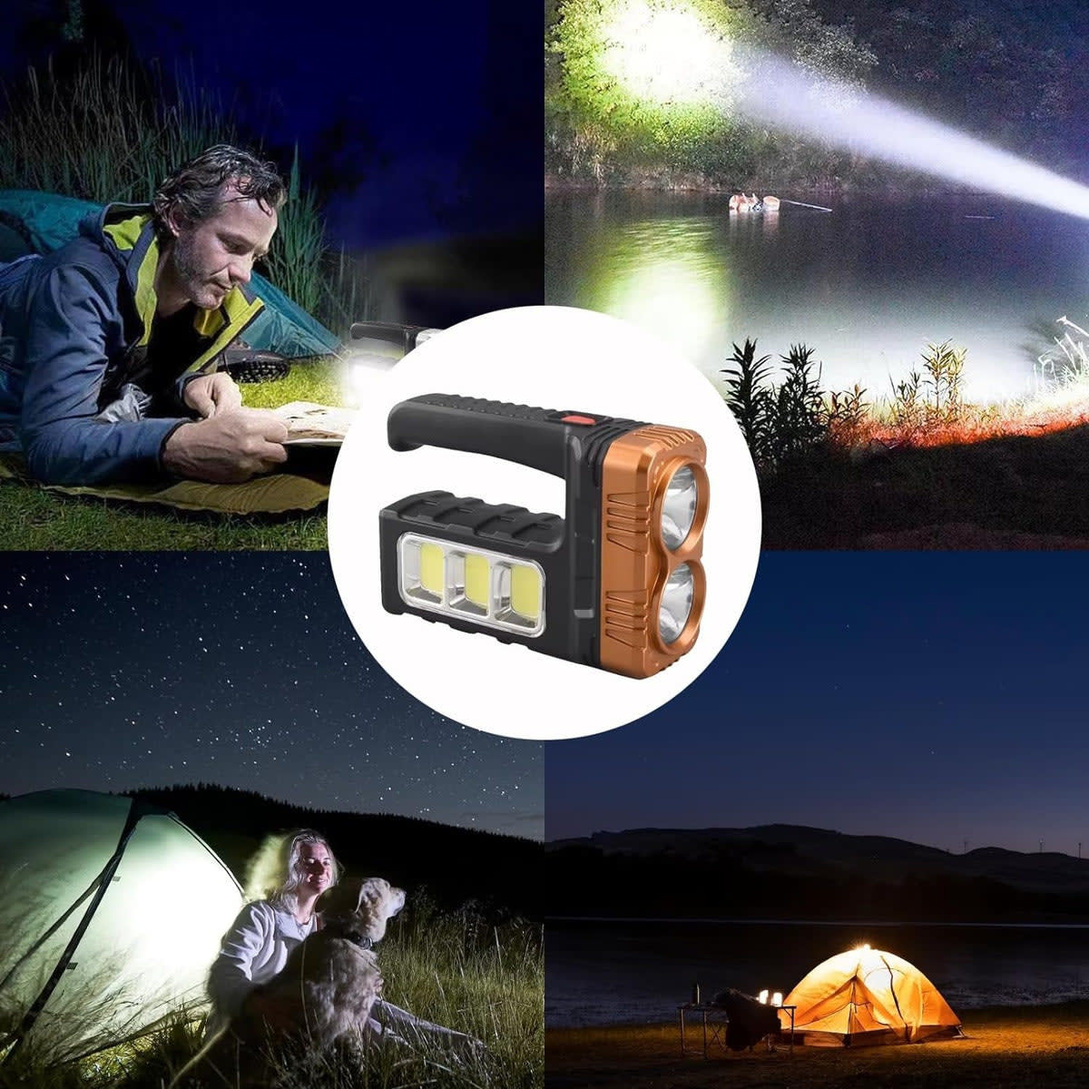 Linterna solar recargable de 4 Leds + COB 7701-B6