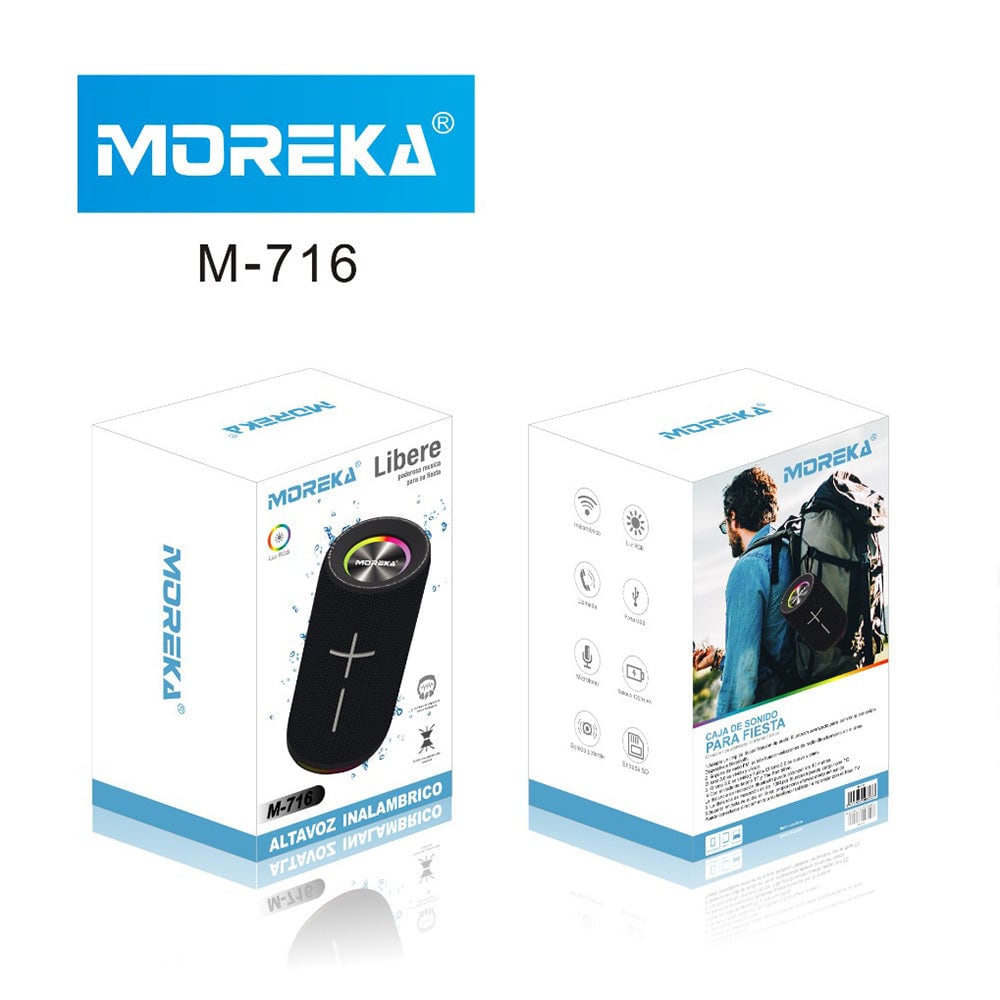 Bocina Bluetooth Moreka M-716 TF Card Radio FM Resistente al agua8