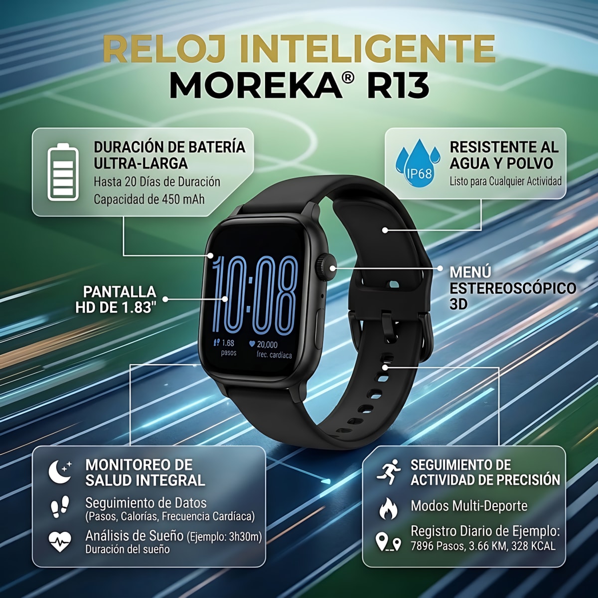 Smartwatch Moreka R13 IP68 Pantalla 1.88 Pulgadas 450mAh6
