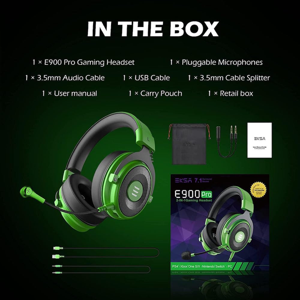 Diadema Gamer EKSA E900 PRO micrófono, auriculares con cable para PC, Xbox PS4, PS5, Switch, micrófono con cancelación de ruido7