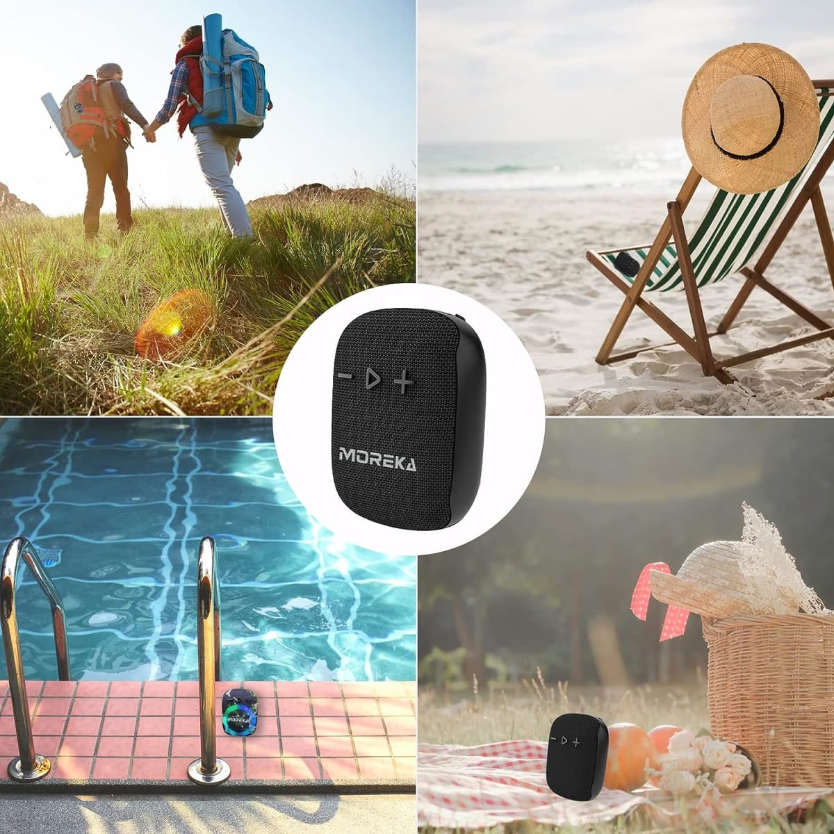 Bocina Moto Bluetooth Moreka 405 TF Card Radio FM Resistente al agua 8w4