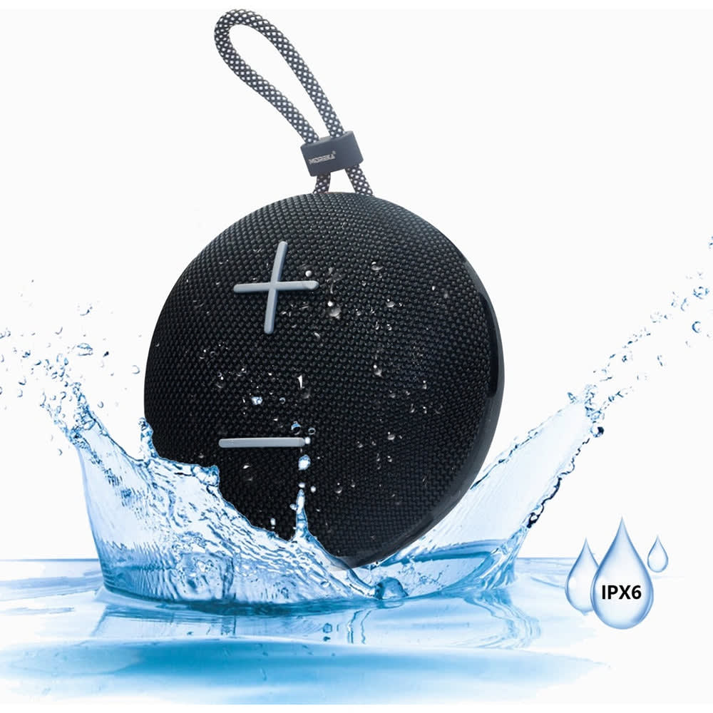 Bocina Bluetooth Moreka 374  Resistente al agua IPX6, Radio FM, USB, Micro SD18