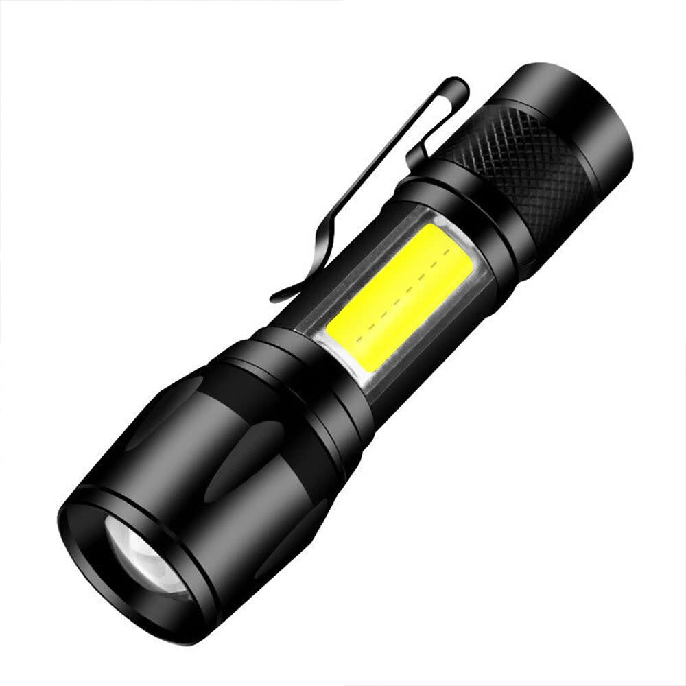 Lampara Táctica Recargable Usb Led 2000l Luz Lateral + Clip Moreka MB-5139