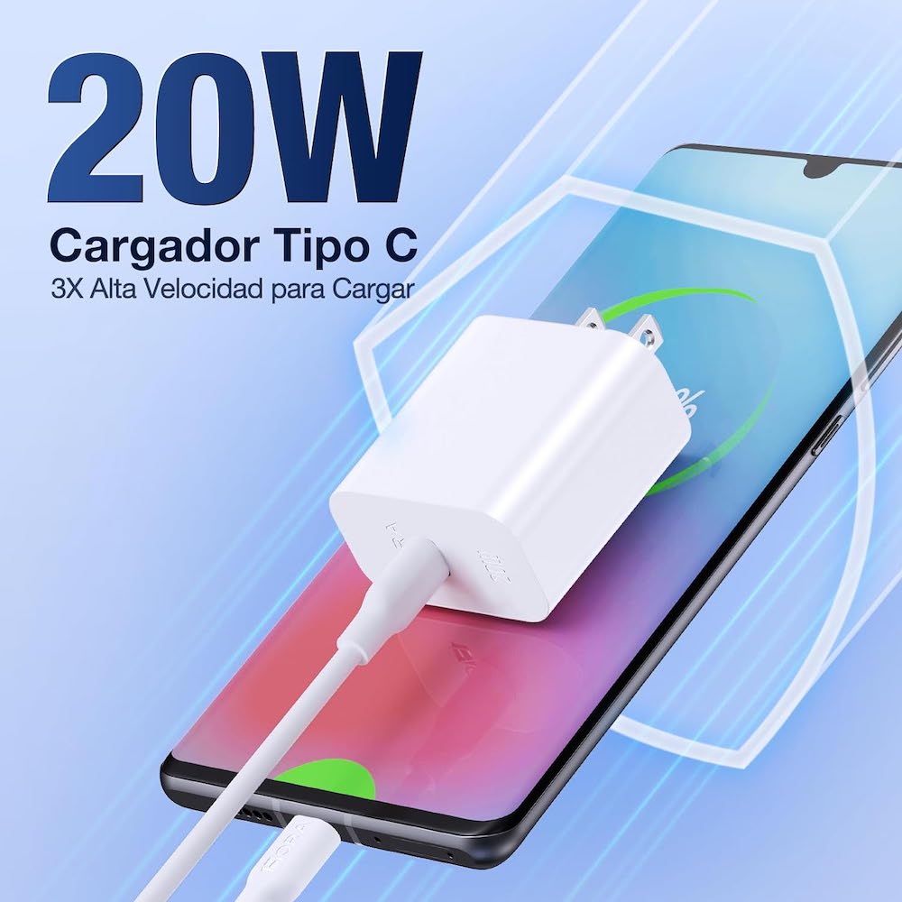 Cargador tipo C RAPIDONE CR1 20W, 3.1A, Cable 1.5M10