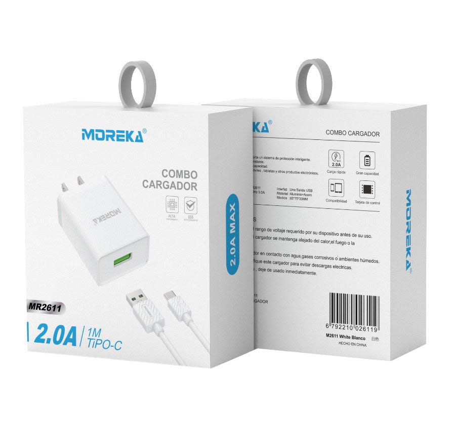 Cargador Moreka MR2611 2.0A Usb Cable Tipo C11