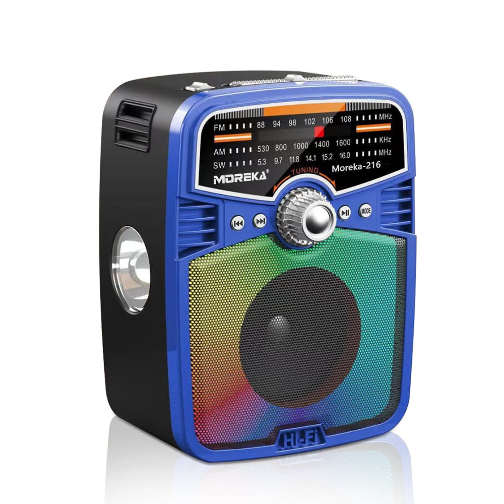 Bocina Radio FM - AM  Moreka 216, Bluetooth, TF Card, Lampara, USB10