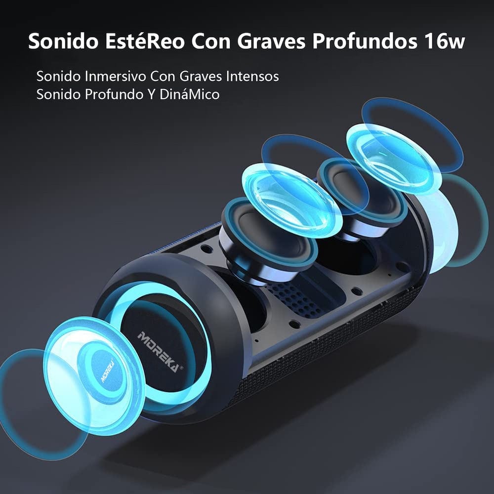 Bocina Bluetooth Moreka 375  Resistente al agua IPX6, Radio FM, USB, Micro SD19
