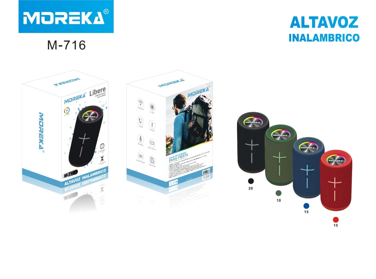 Bocina Bluetooth Moreka M-716 TF Card Radio FM Resistente al agua9