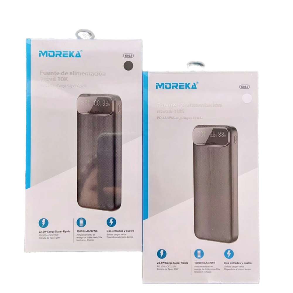 Powerbank Moreka K062 10000 mAh Tipo C IP Carga Rápida 22.5W12