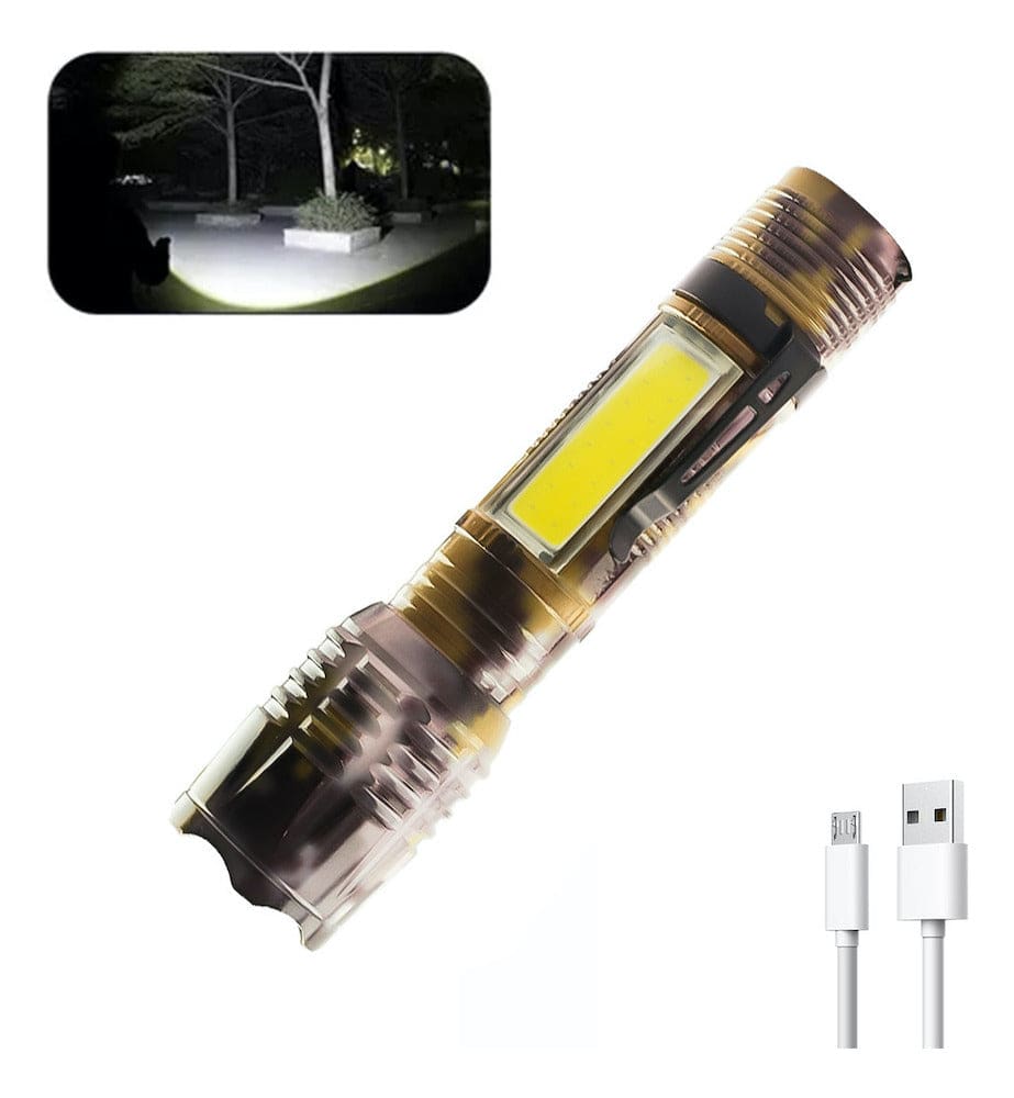 Lampara Táctica Camuflaje Usb Led 4000L COB + Clip Moreka SQ-5359