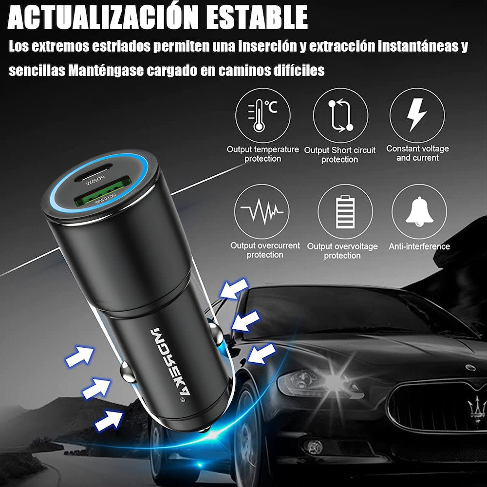 Cargador De Carro Moreka CP005 Plug In 45W USB y Tipo C9