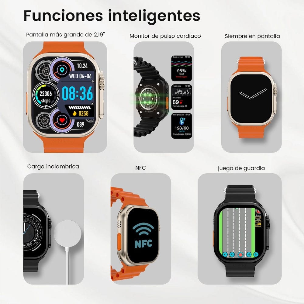 Smart Watch ULTRA 9 Carga Inalámbrica 7 Bandas10