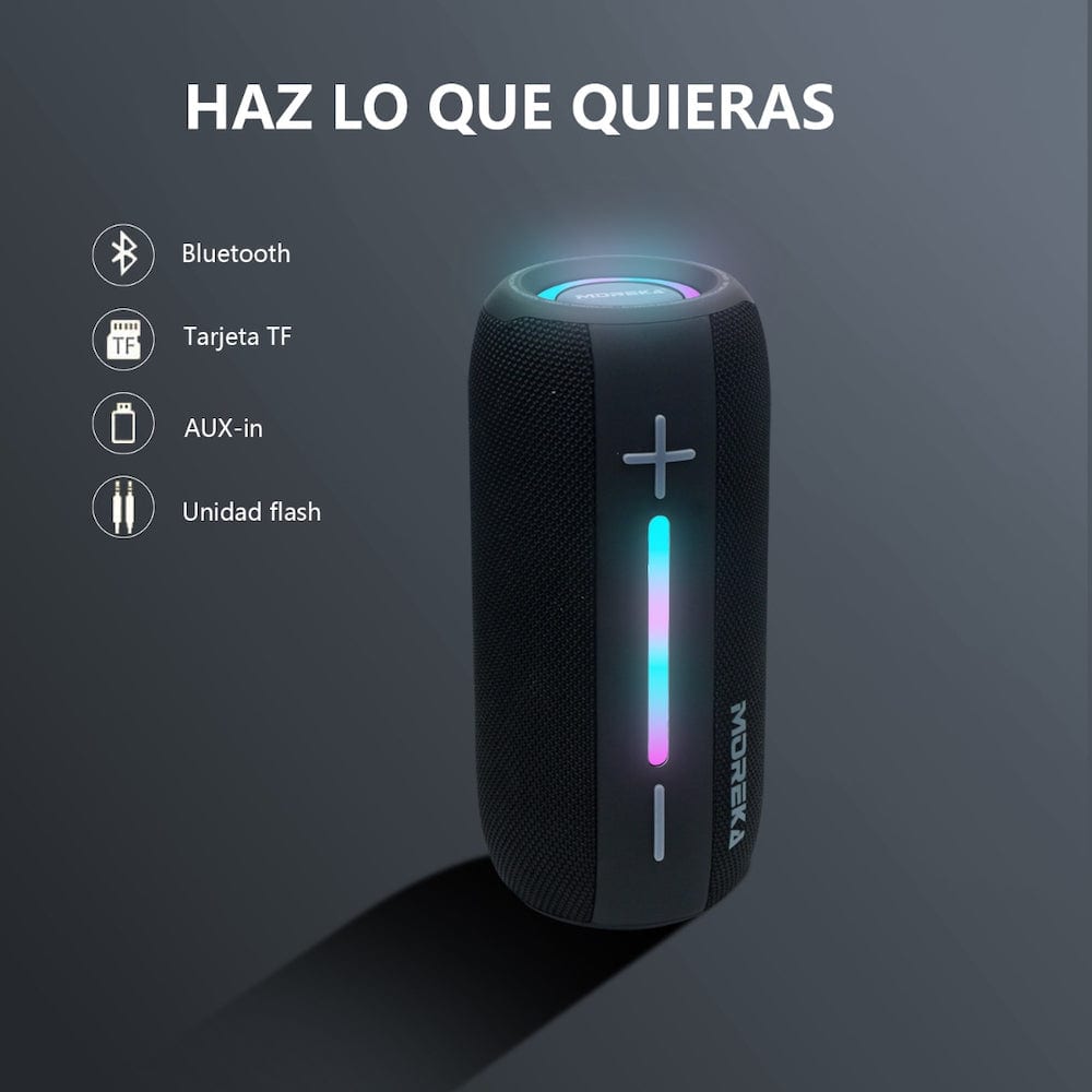 Bocina Bluetooth Moreka 373  Resistente al agua IPX6, Radio FM, USB, Micro SD16