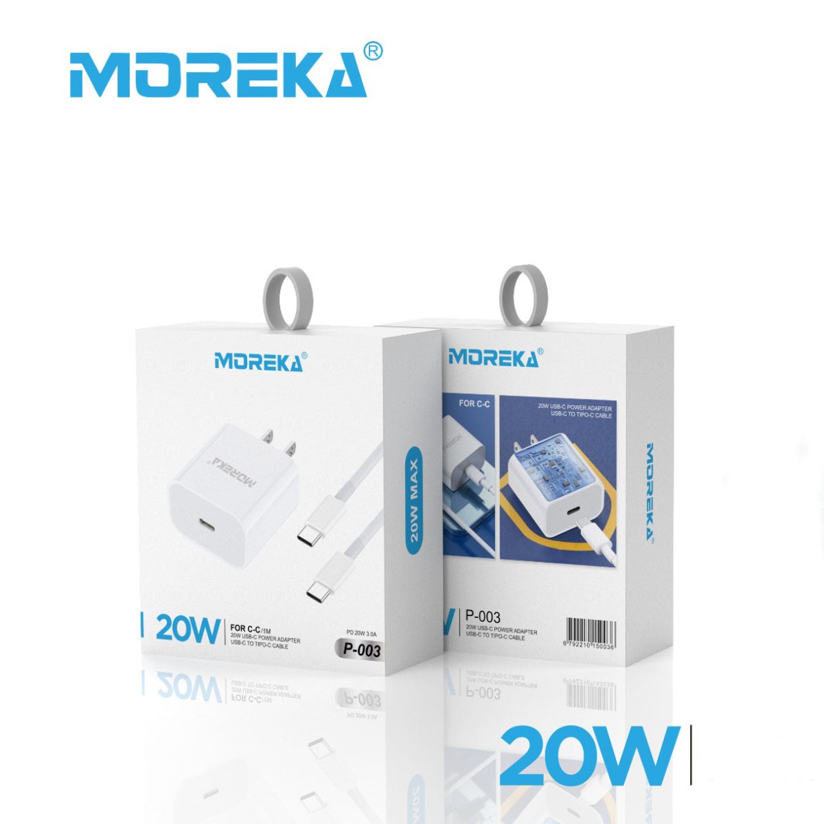 Cargador MOREKA P-203 20W, 3.1A Puerto C Cable C - C 1M9