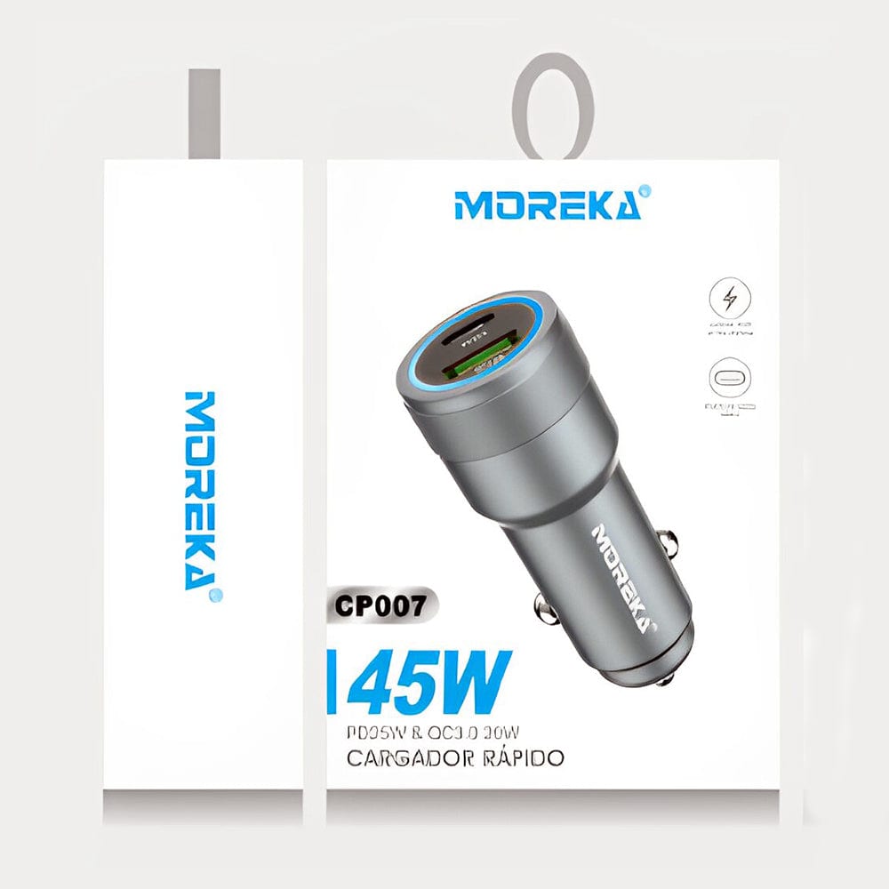 Cargador De Carro Moreka CP007 Plug In 45W puertos USB y C12