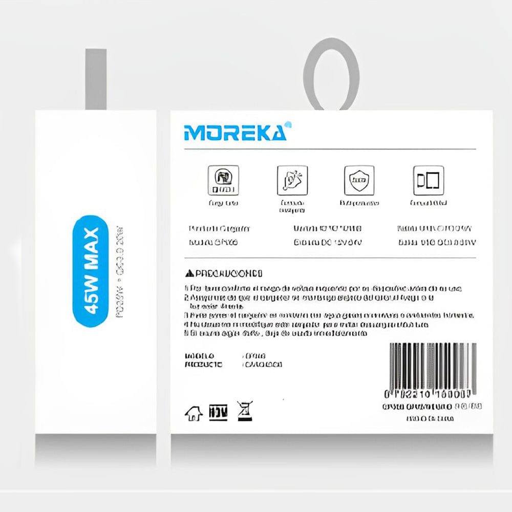 Turbo Cargador De Carro 45W  2 PD25W, QC3.0 20W  Cable 1M Moreka CP006812