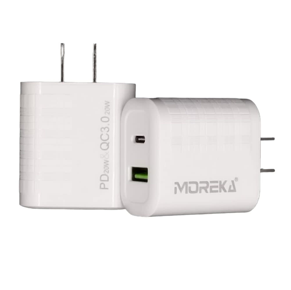 Turbo Cargador Moreka AC107 40W 2 salidas USB y C Cable IP 1M9