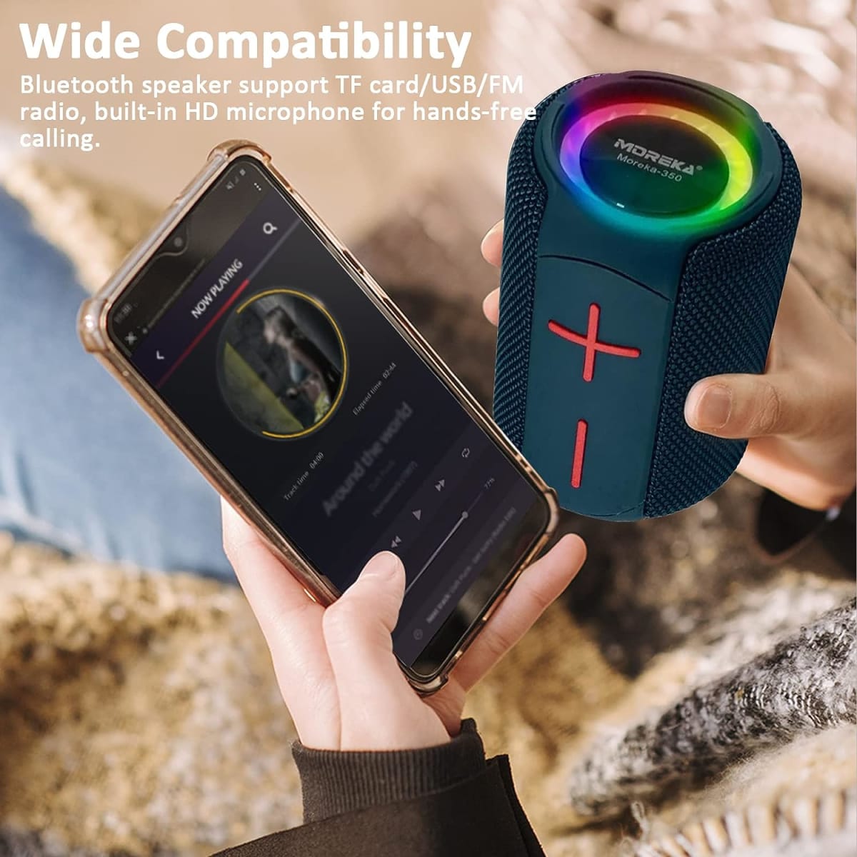 Bocina Bluetooth Moreka 350 TF Card Radio FM Resistente al agua11