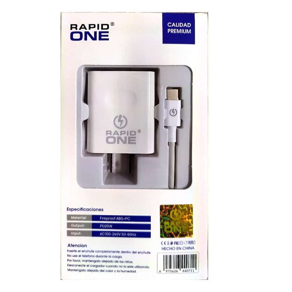 Cargador tipo C RAPIDONE CR1 20W, 3.1A, Cable 1.5M11