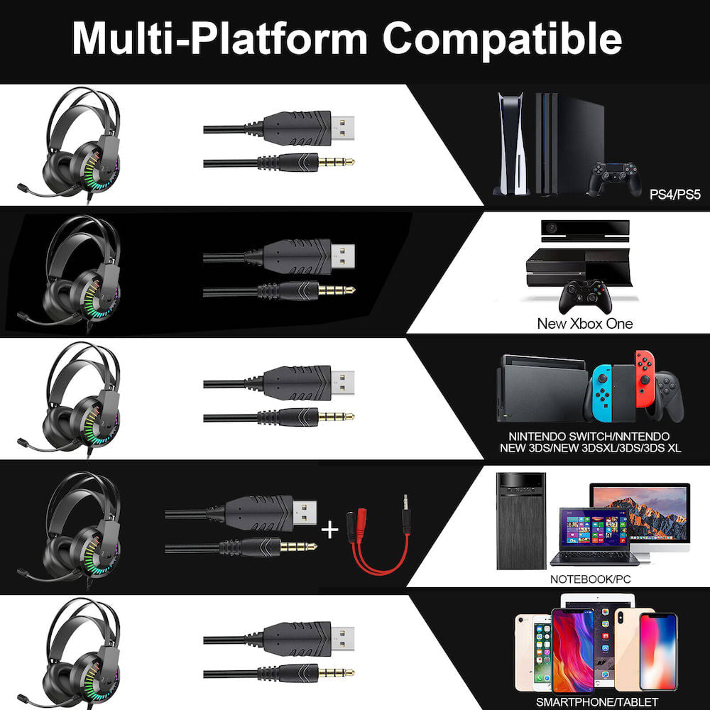 Diadema Gamer OVLENG GT68 Switch Xbox Ps4, PSP RGB Power Bass10