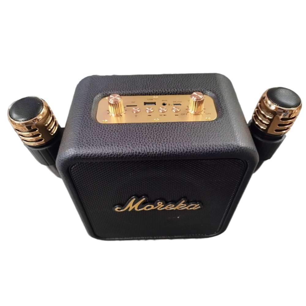 Bocina Karaoke Bluetooth  FM dual microfonos RGB Moreka 392+9