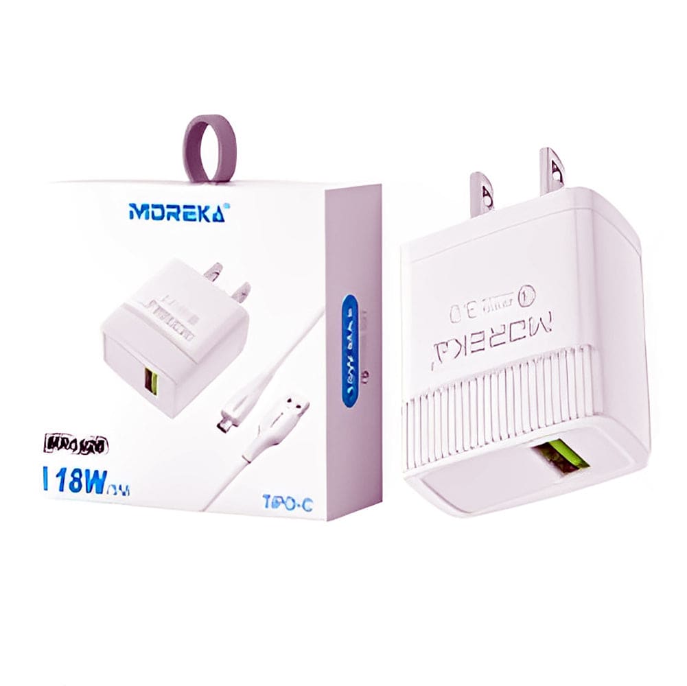 Cargador Tipo C Moreka MR0926 18W Incluye Cable tipo C10
