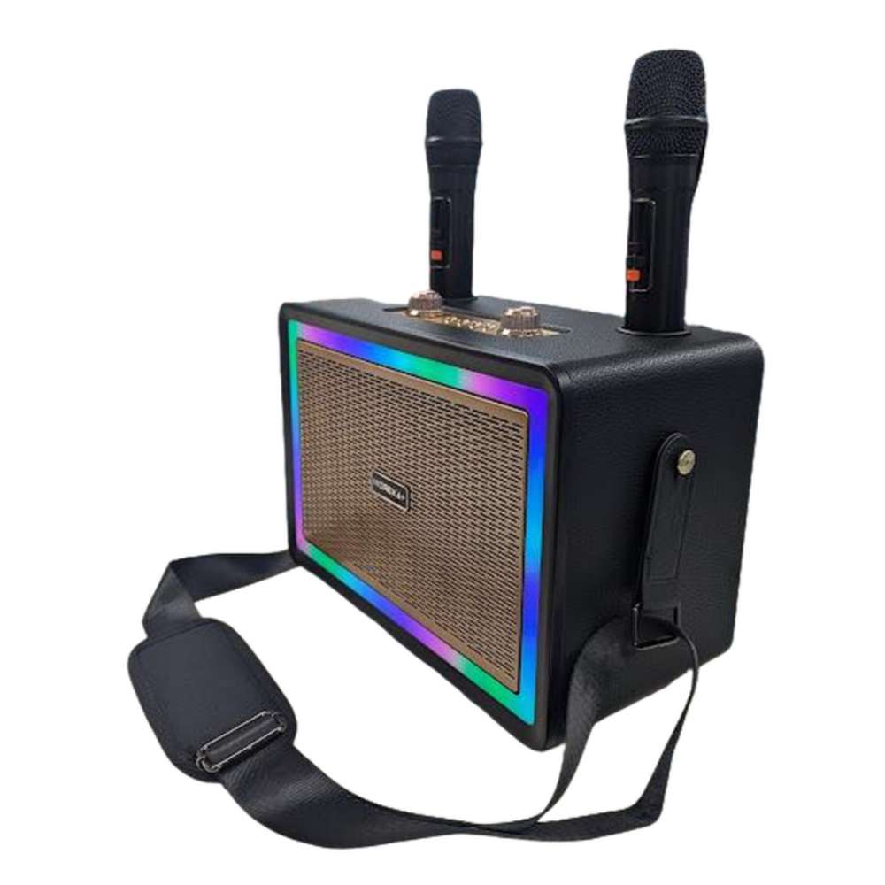 Karaoke Bluetooth FM dual microfonos 30W 3600 mAh RGB Moreka+ A156
