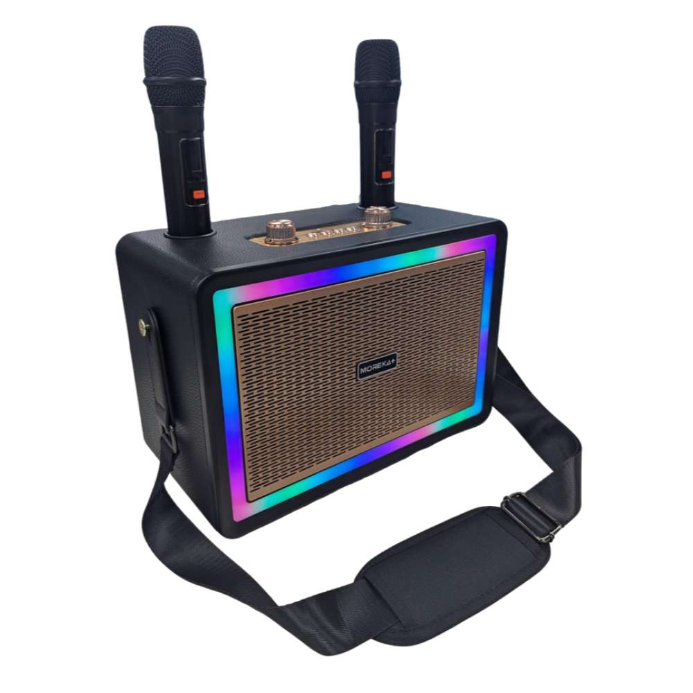 Karaoke Bluetooth  FM dual microfonos 30W 3600 mAh RGB Moreka+ A155