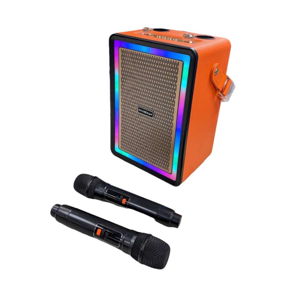 Bocina Karaoke Bluetooth  FM dual microfonos RGB Moreka A1610