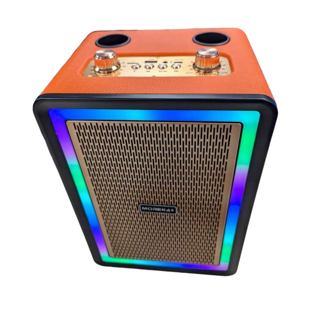 Bocina Karaoke Bluetooth  FM dual microfonos RGB Moreka A169
