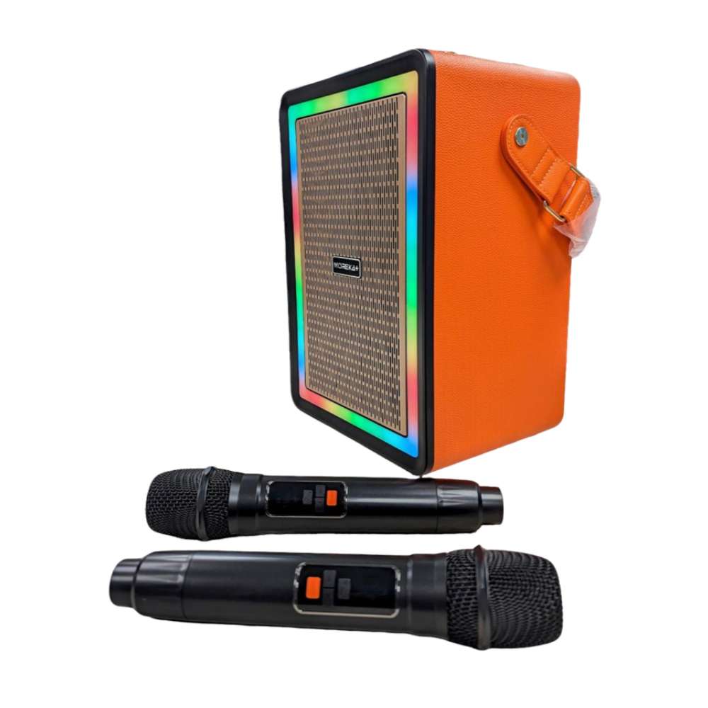 Bocina Karaoke Bluetooth FM dual microfonos RGB Moreka A168