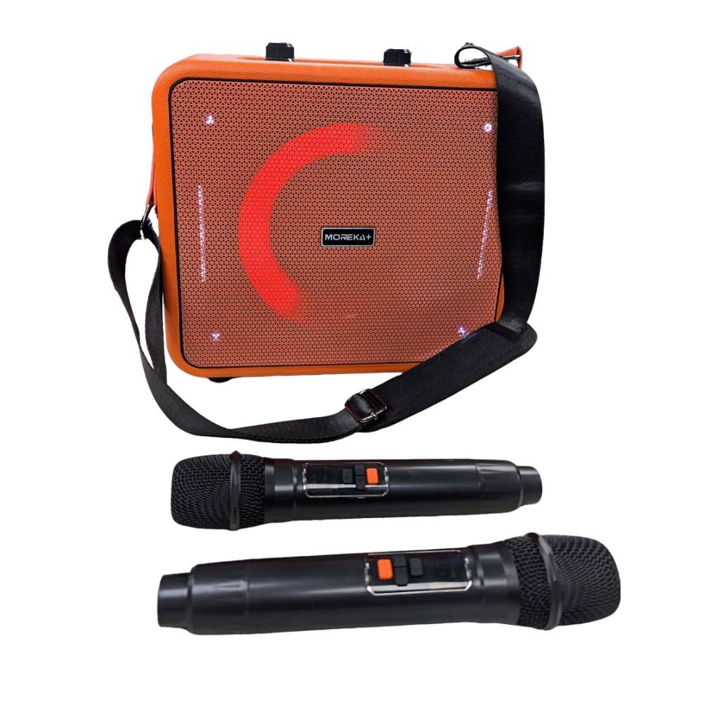 Bocina Karaoke Bluetooth FM dual micrófonos RGB Moreka A175