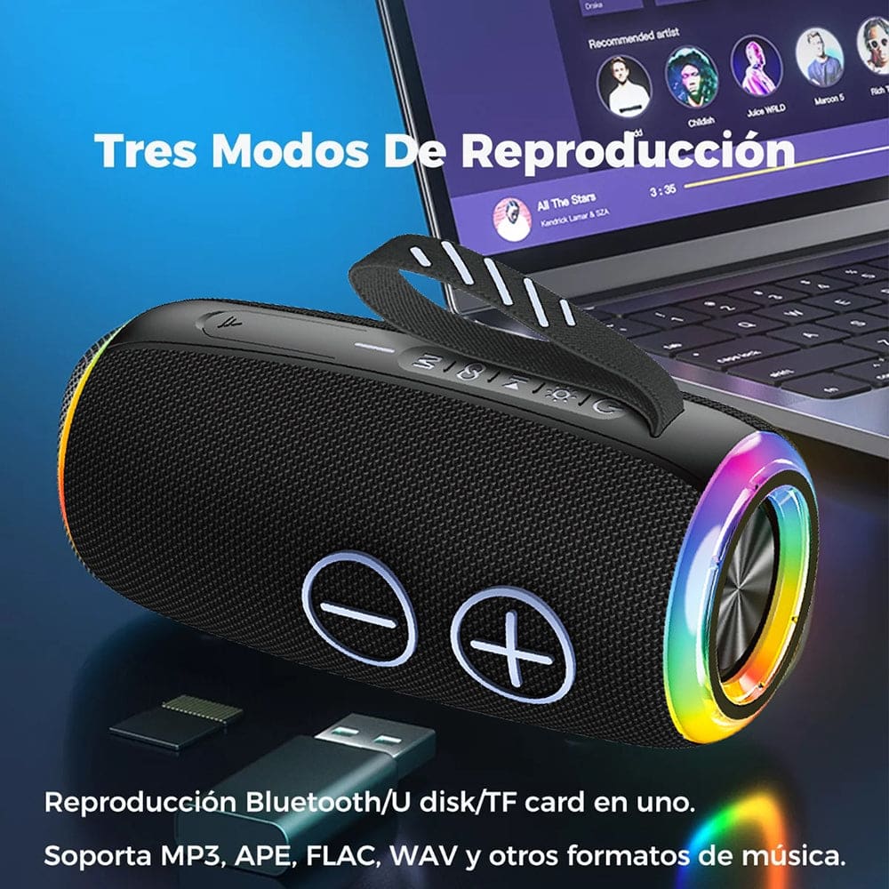 Bocina Moreka+ A20 20W 3600mAh Bluetooth, TF Card, Radio FM, USB Contra Agua IPX65