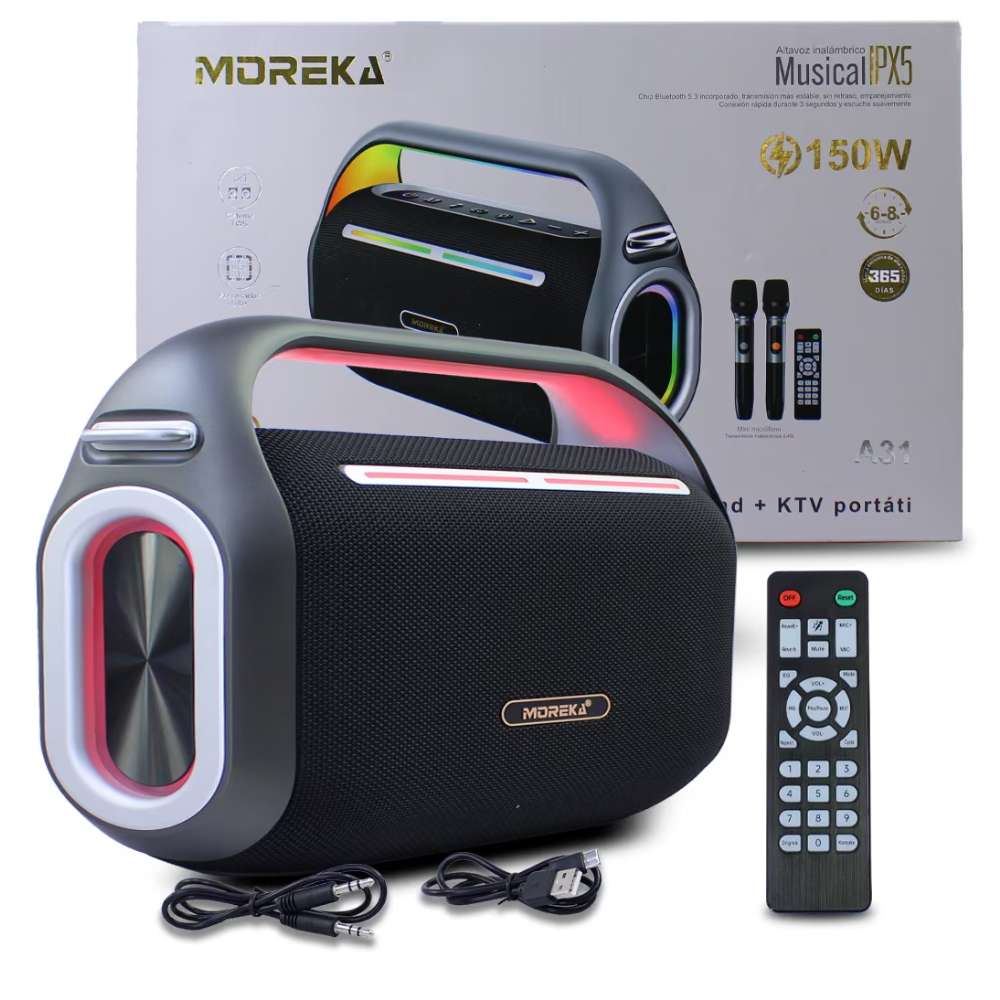 Bocina Moreka A31 150W 8000mAh 6-8 hrs de bateria Bluetooth, Contra Agua IPX5 0