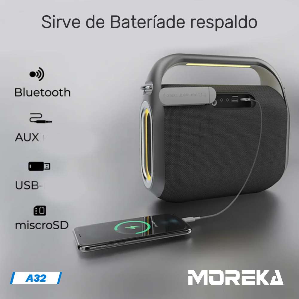 Bocina Moreka A32 200W 1200mAh 6-8 hrs de bateria Bluetooth, Contra Agua IPX56