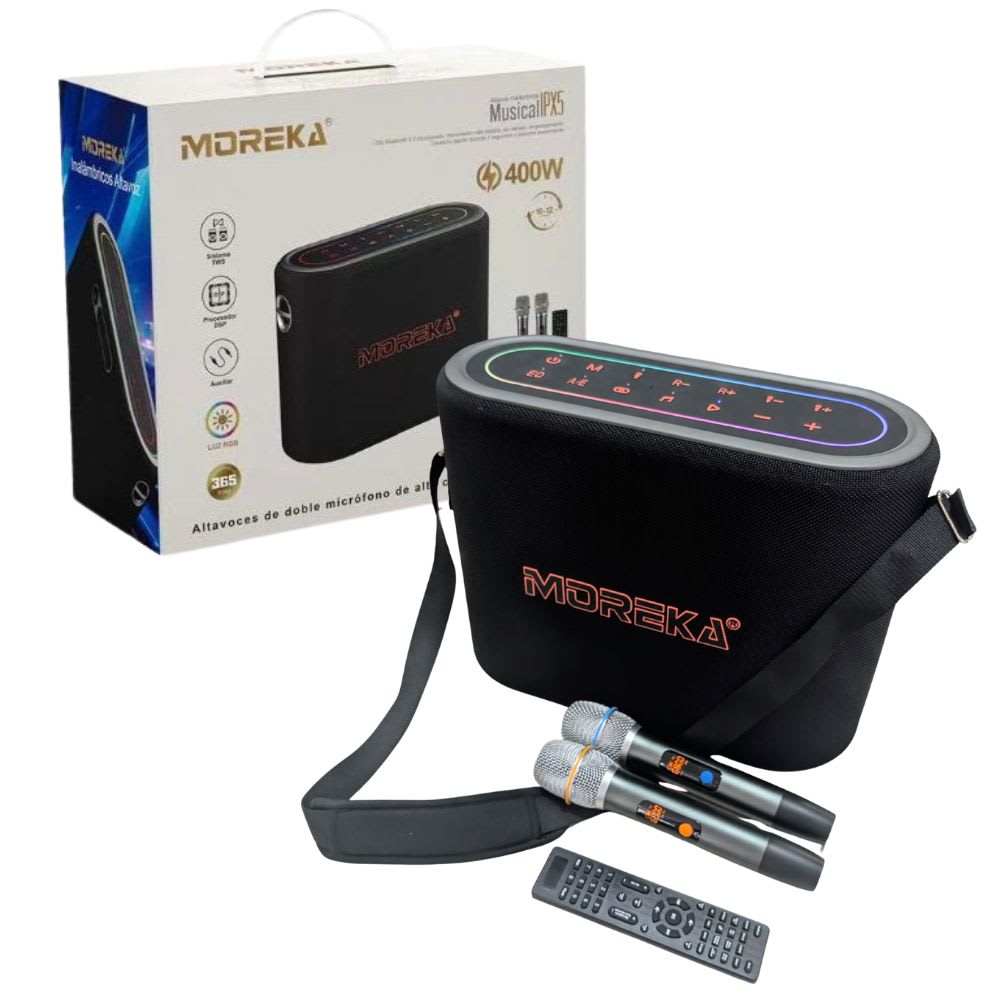 Bocina Karaoke Moreka A35 400w Ipx5 Batería 10h Bluetooth 8