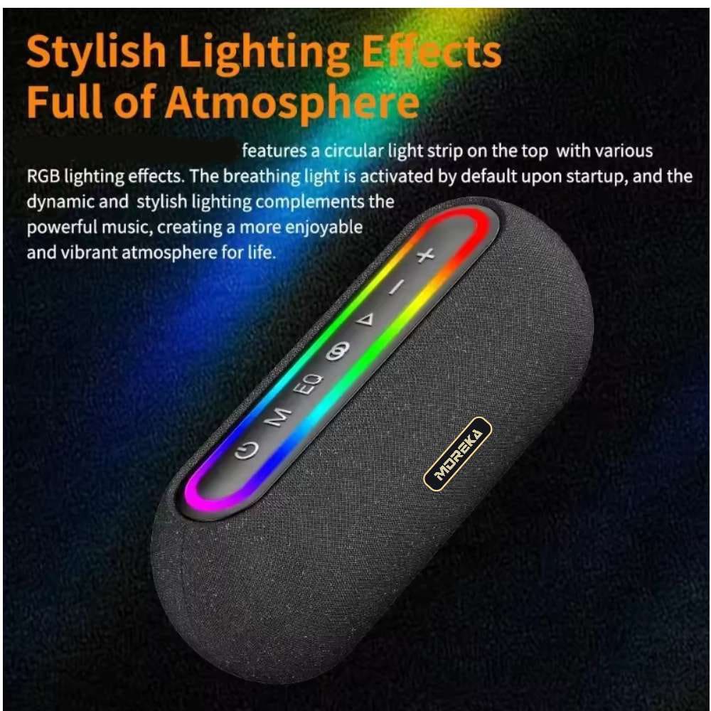 Bocina Moreka A38 Altavoz Bluetooth 60W 6000mAh Luz LED RGB2