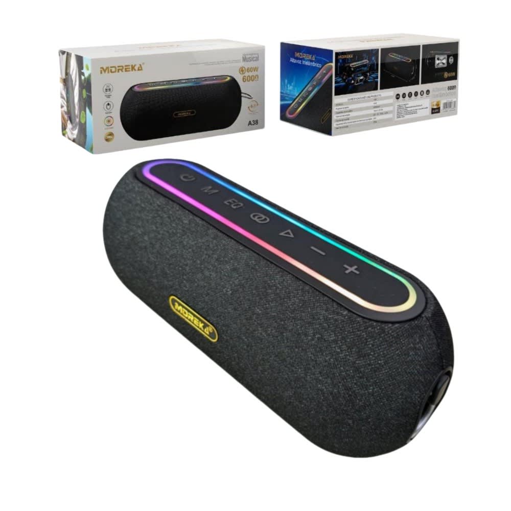 Bocina Moreka A38 Altavoz Bluetooth 60W 6000mAh Luz LED RGB 0