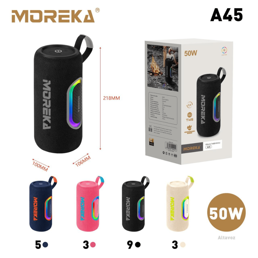 Bocina Moreka A45 30W 25W*2 4000mAh 5hrs de bateria Bluetooth IPX64