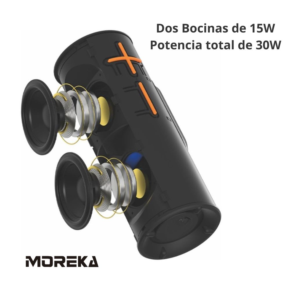 Bocina Moreka A46 Pantalla Táctil LCD multifunción 30W 3600mAh 10hrs de bateria IPX65